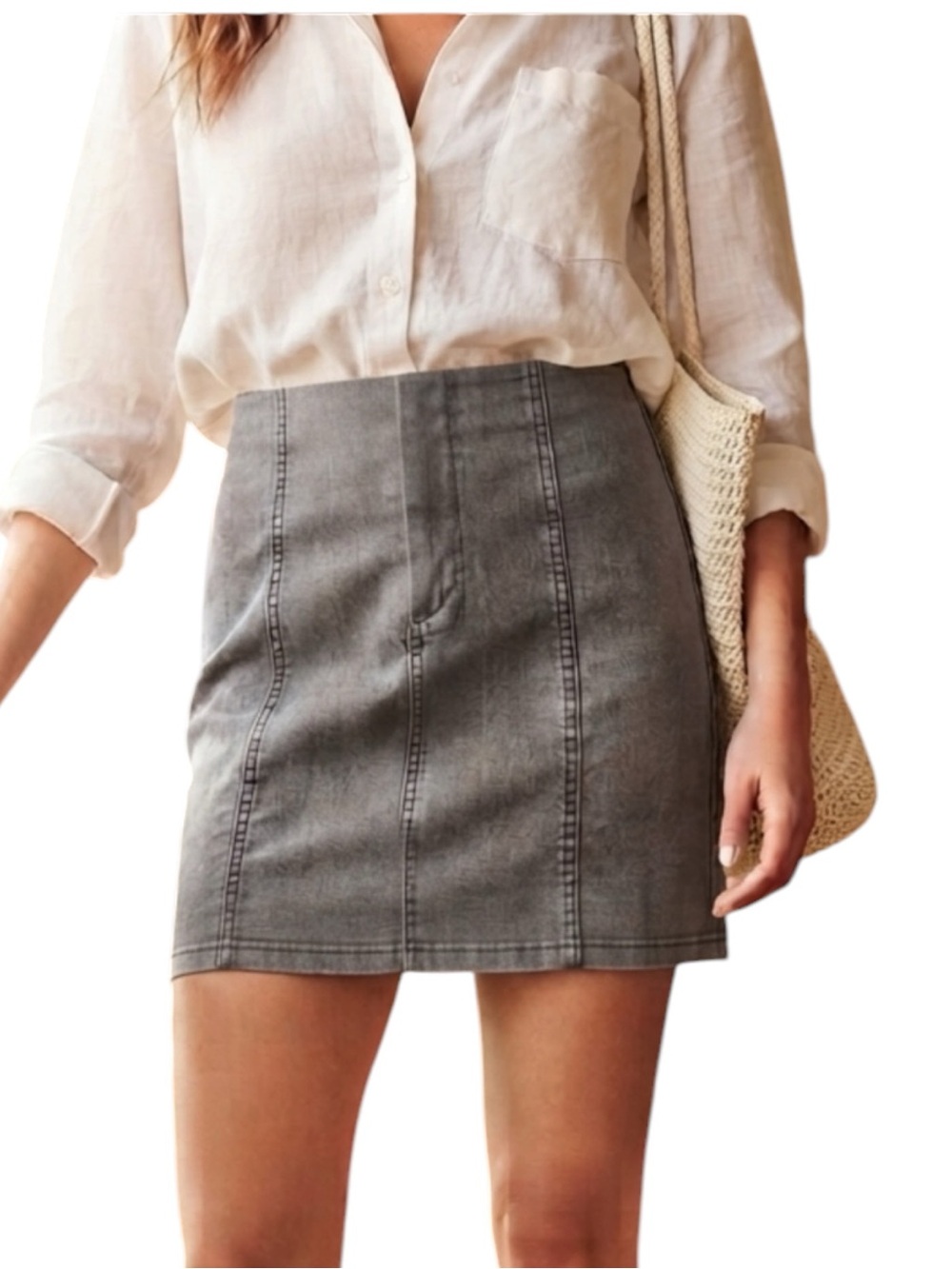 Free People Washed Black High-Rise Denim Mini Skirt Size 4